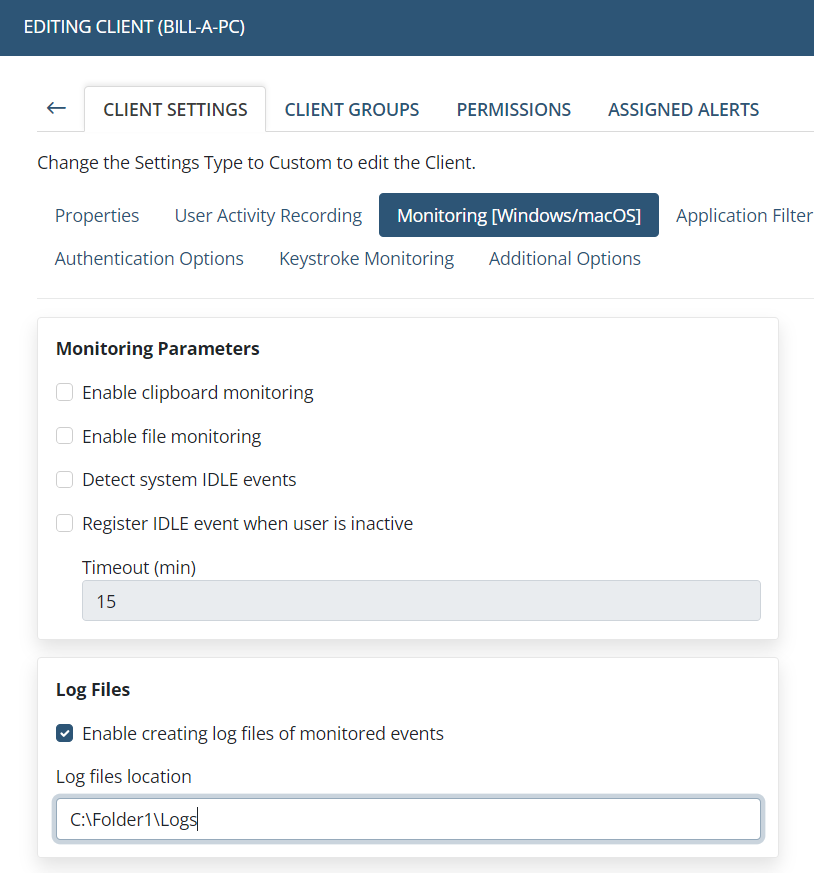 The Monitoring Log Parameter